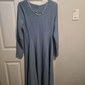 SHEIN Classic Blue Long Sleeve Dress